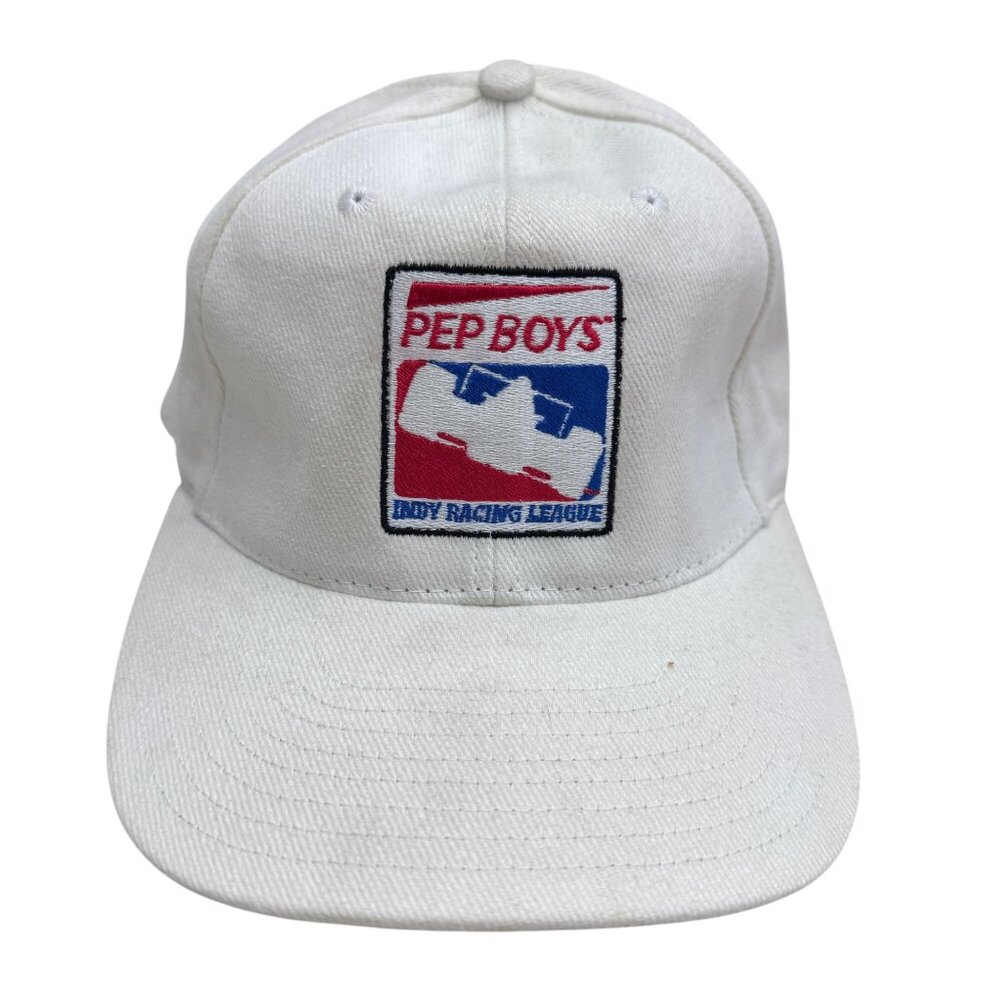 Vitage Pep Boys Indy Racing League White Strapback Hat Gear For Sports